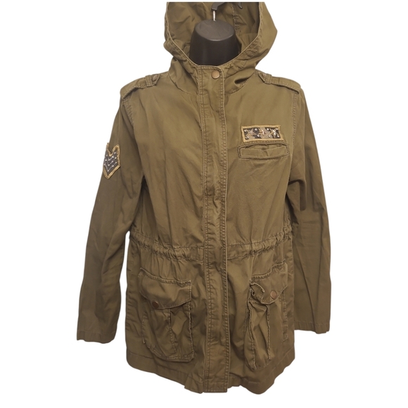 Olive green Military jacket by abound oversized small - Picture 2 of 6